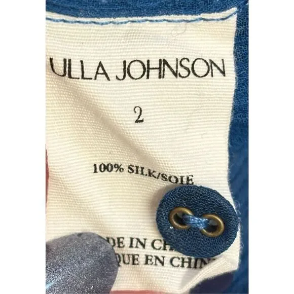Ulla Johnson Elvia Blouse in Sapphire NWT Size 2 - Picture 9 of 9